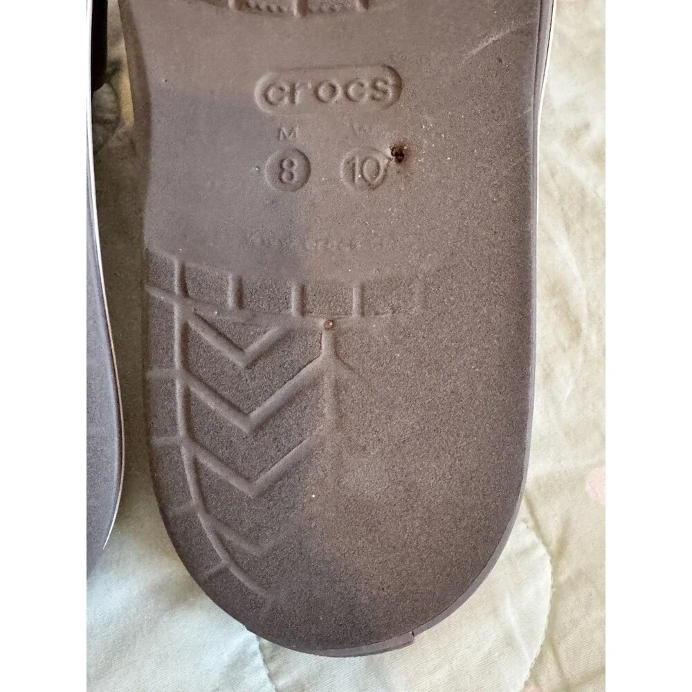 Crocs Gray Slide Slip-On Sandals Logo Synthetic Upper Men’s US Size 8